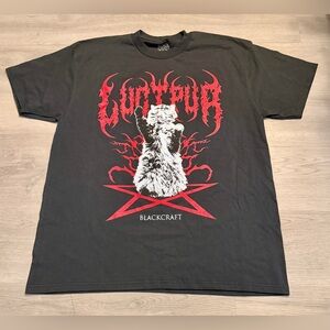 Black Craft Lucipurr Red Pentagram Charcoal Graphic T Shirt XL Cat Occult NWOT